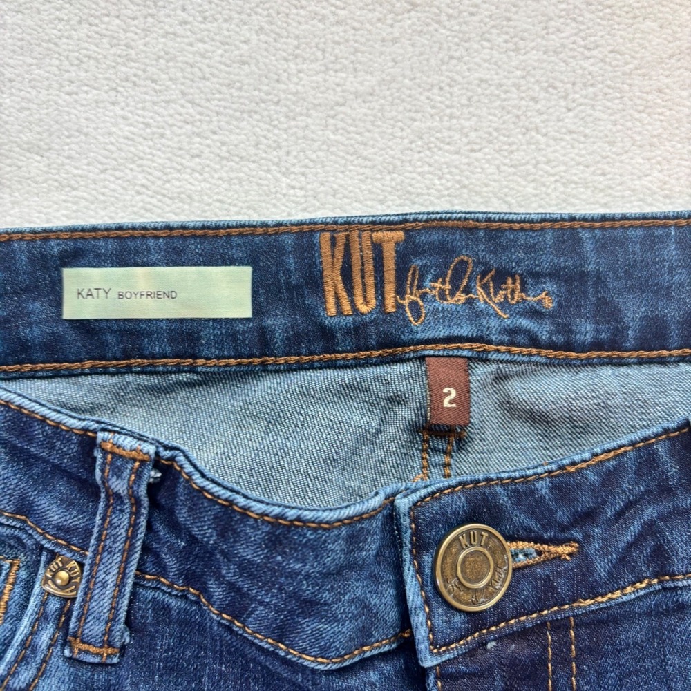 Kut from the Kloth Katy Boyfriend Women Size 2 Dark Blue Jeans Excellent Stretch - Picture 3 of 10